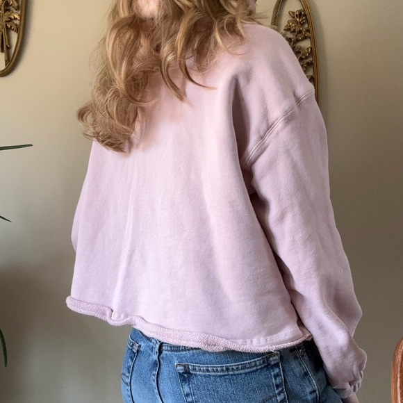 Pink Cropped Hoodie Sweatshirt - Picture 5 of 11